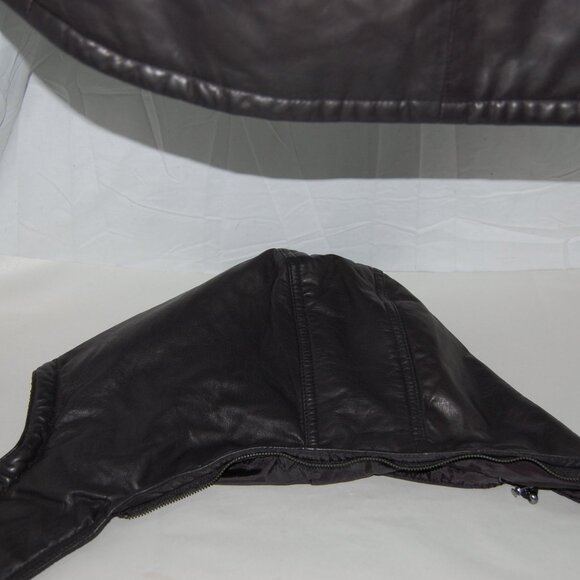 VINCE 🔥 Men's M Black Leather Hooded Puffer Down Jacket Hoodie Light Jacket - Picture 10 of 12